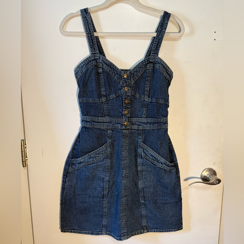 Japna Dark Blue Denim Mini Dress - Size M